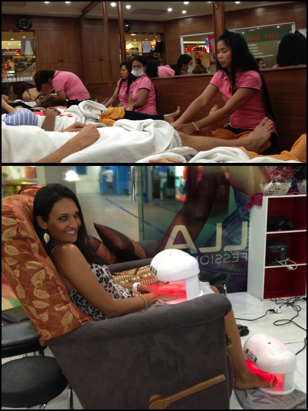 E pra aguentar tudo isso só fazendo a unha e massagem. A gente encontra Spa em todo lugar e super barato. 20 reais pra fazer mão e pé. Fiz 5 vezes em 2 semanas, rsrs. Mas não é dos melhores. And to handle all of that only with manicure and massage. There is Spa everywhere and very cheap. 6 pounds manicure and pedicure. I did 5 times in 2 weeks, lol. But not the best.